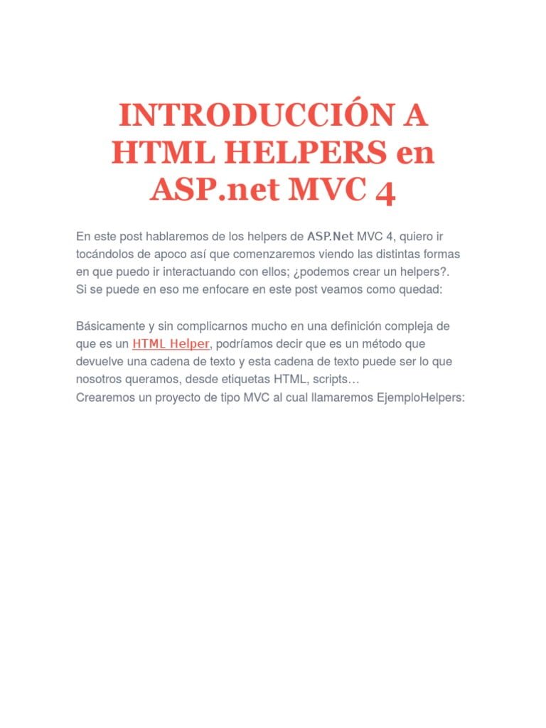 Use esta guía de ASP.NET MVC para crear páginas HTML